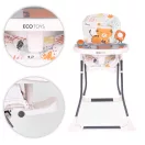 Etetőszék, ECOTOYS HC301-2402, összecsukható, állítható, 3 pontos öv, tálcán játékokkal, acél váz, levehető huzat, lábtartó, teherbírás: 15 kg