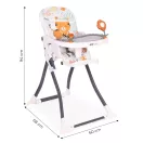 Etetőszék, ECOTOYS HC301-2402, összecsukható, állítható, 3 pontos öv, tálcán játékokkal, acél váz, levehető huzat, lábtartó, teherbírás: 15 kg
