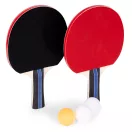 Pingpong készlet, Multistore AL-304, 2 ütő + 3 labda, ergonomikus markolat, csúszásgátló bevonat, műanyag tok, fa és gumi, labdaátmérő 4 cm, kezdőknek és haladóknak