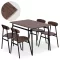 Étkezőasztal 4 székkel, ModernHome Oslo-WD, 110 x 70 cm, téglalap alakú, magasság: 75,5 cm, MDF asztallap, fém váz, 4 db szék: 42 x 50 x 75 cm, fém vázzal