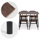 Étkezőasztal 4 székkel, ModernHome Oslo-WD, 110 x 70 cm, téglalap alakú, magasság: 75,5 cm, MDF asztallap, fém váz, 4 db szék: 42 x 50 x 75 cm, fém vázzal