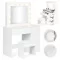 Sminkasztal, ModernHome MRDT09-MW, 94,5 x 43 x 139,5 cm, 12 db LED, tükör, 4 fiók, ülőke, laminált bútorlap