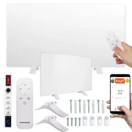   Elektromos fűtőpanel, Bauerkraft H-099, fehér, 600 W, 100 x 60 cm, infravörös, WiFi (Tuya) és távirányító, beépített termosztát, falra/mennyezetre szerelhető