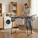 Ruhaszárító, ModernHome BJ-1925, fekete, 25 m szárítási terület, összecsukható, csipesztartóval, acél váz, 20 kg teherbírás, 60 cm szélesség