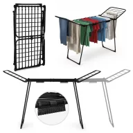  Ruhaszárító, ModernHome BJ-1938, fekete, 27 m szárítási terület, teleszkópos, összecsukható, csipesztartóval, 23 kg teherbírás, 60 cm szélesség