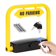   Lehajtható parkolásgátló, Multistore DNPL-001, 35 cm, sárga/fekete, távirányítós, riasztós, IP67 vízálló, 2 tonnáig terhelhető, akkumulátoros, lehajtva 6 cm magas, 2 kulccsal, 3 rögzítő dübellel