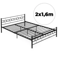   Fém ágykeret, ModernHome DNYSF404B, 160 x 200, fekete, fém, beépített léces ágyrács, fejtámla, 200 kg teherbírás
