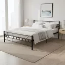 Fém ágykeret, ModernHome DNYSF404B, 160 x 200, fekete, fém, beépített léces ágyrács, fejtámla, 200 kg teherbírás