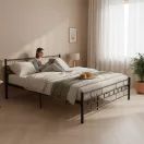 Fém ágykeret, ModernHome DNYSF404B, 160 x 200, fekete, fém, beépített léces ágyrács, fejtámla, 200 kg teherbírás