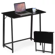   Íróasztal, ModernHome TH-FD-1, 80 x 45 x 76 cm, fekete, fa és fém anyagból, összecsukható, állítható szintezőtalpak, teherbírás: 80 kg