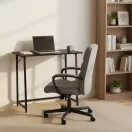 Íróasztal, ModernHome TH-FD-1, 80 x 45 x 76 cm, fekete, fa és fém anyagból, összecsukható, állítható szintezőtalpak, teherbírás: 80 kg