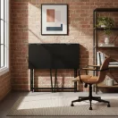 Íróasztal, ModernHome TH-FD-1, 80 x 45 x 76 cm, fekete, fa és fém anyagból, összecsukható, állítható szintezőtalpak, teherbírás: 80 kg