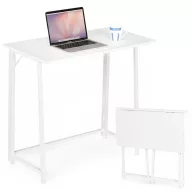   Íróasztal, ModernHome TH-FD-5, 80 x 45 x 76 cm, fehér, fa és fém anyagból, összecsukható, állítható szintezőtalpak, teherbírás: 80 kg