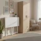 Íróasztal, ModernHome TH-FD-5, 80 x 45 x 76 cm, fehér, fa és fém anyagból, összecsukható, állítható szintezőtalpak, teherbírás: 80 kg