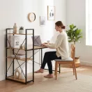Íróasztal, ModernHome TH-SD-6-16, 120 x 60 x 120 cm, Loft stílus, fa és fém anyagból, 3 polccal, állítható szintezőtalpak, teherbírás: 200 kg