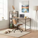 Íróasztal, ModernHome TH-SD-6-16, 120 x 60 x 120 cm, Loft stílus, fa és fém anyagból, 3 polccal, állítható szintezőtalpak, teherbírás: 200 kg