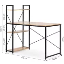 Íróasztal, ModernHome TH-SD-6-16, 120 x 60 x 120 cm, Loft stílus, fa és fém anyagból, 3 polccal, állítható szintezőtalpak, teherbírás: 200 kg