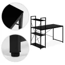 Íróasztal, ModernHome TH-SD-1, 120 x 60 x 120 cm, fekete, fa és fém anyagból, 3 polccal, állítható szintezőtalpak, teherbírás: 200 kg