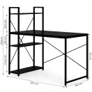 Íróasztal, ModernHome TH-SD-1, 120 x 60 x 120 cm, fekete, fa és fém anyagból, 3 polccal, állítható szintezőtalpak, teherbírás: 200 kg