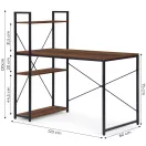 Íróasztal, ModernHome TH-SD-15, 120 x 60 x 120 cm, Loft stílus, fa és fém anyagból, 3 polccal, állítható szintezőtalpak, teherbírás: 200 kg