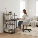 Íróasztal, ModernHome TH-SD-7-16, 120 x 60 x 120 cm, Loft stílus, fa és fém anyagból, 3 polccal, állítható szintezőtalpak, teherbírás: 200 kg