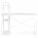 Íróasztal, ModernHome TH-SD-5, 120 x 60 x 120 cm, fehér, fa és fém anyagból, 3 polccal, állítható szintezőtalpak, teherbírás: 200 kg