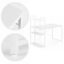 Íróasztal, ModernHome TH-SD-5, 120 x 60 x 120 cm, fehér, fa és fém anyagból, 3 polccal, állítható szintezőtalpak, teherbírás: 200 kg