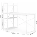 Íróasztal, ModernHome TH-SD-5, 120 x 60 x 120 cm, fehér, fa és fém anyagból, 3 polccal, állítható szintezőtalpak, teherbírás: 200 kg