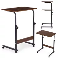   Laptopasztal, ModernHome TH-LD-15, sötét dió, 60 x 40 cm, 65,5–89 cm állítható magasság, kerekes, fékezhető görgők, fa és fém anyagból, teherbírás: 30 kg