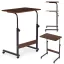 Laptopasztal, ModernHome TH-LD-15, sötét dió, 60 x 40 cm, 65,5–89 cm állítható magasság, kerekes, fékezhető görgők, fa és fém anyagból, teherbírás: 30 kg