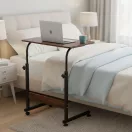 Laptopasztal, ModernHome TH-LD-15, sötét dió, 60 x 40 cm, 65,5–89 cm állítható magasság, kerekes, fékezhető görgők, fa és fém anyagból, teherbírás: 30 kg