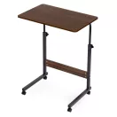 Laptopasztal, ModernHome TH-LD-15, sötét dió, 60 x 40 cm, 65,5–89 cm állítható magasság, kerekes, fékezhető görgők, fa és fém anyagból, teherbírás: 30 kg