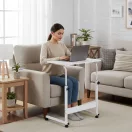 Laptopasztal, ModernHome TH-LD-5, fehér, 60 x 40 cm, 65,5–89 cm állítható magasság, kerekes, fékezhető görgők, fa és fém anyagból, teherbírás: 30 kg