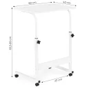 Laptopasztal, ModernHome TH-LD-5, fehér, 60 x 40 cm, 65,5–89 cm állítható magasság, kerekes, fékezhető görgők, fa és fém anyagból, teherbírás: 30 kg