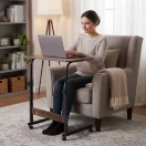 Laptopasztal, ModernHome TH-LD-7-16, antik dió, 60 x 40 cm, 65,5–89 cm állítható magasság, kerekes, fékezhető görgők, fa és fém anyagból, teherbírás: 30 kg