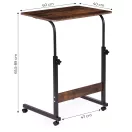 Laptopasztal, ModernHome TH-LD-7-16, antik dió, 60 x 40 cm, 65,5–89 cm állítható magasság, kerekes, fékezhető görgők, fa és fém anyagból, teherbírás: 30 kg