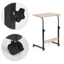 Laptopasztal, ModernHome TH-LD-6-16, világos tölgy, 60 x 40 cm, 65,5–89 cm állítható magasság, kerekes, fékezhető görgők, fa és fém anyagból, teherbírás: 30 kg