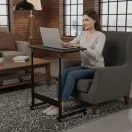 Laptopasztal, ModernHome TH-LD-1, fekete, 60 x 40 cm, 65,5–89 cm állítható magasság, kerekes, fékezhető görgők, fa és fém anyagból, teherbírás: 30 kg