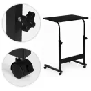 Laptopasztal, ModernHome TH-LD-1, fekete, 60 x 40 cm, 65,5–89 cm állítható magasság, kerekes, fékezhető görgők, fa és fém anyagból, teherbírás: 30 kg