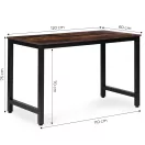 Íróasztal, ModernHome TH-RD-7-16, antik dió, 120 x 60 x 75 cm, fa és fém anyagból, állítható szintezőtalpak, teherbírás: 100 kg