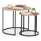 Dohányzóasztal szett, ModernHome YCJ6050T-19, átmérő: 60 és 40 cm, kör alakú, magasság: 50 és 41,5 cm, fém váz, MDF asztallap, 2 darabos (esztétikai hibás)