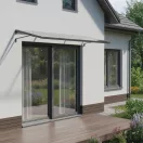 Műanyag előtető, MultiGarden AW-090, 140 x 90 cm, fekete, polikarbonát tetőpanel, horganyzott acél tartóelemek, szerelőkészlettel