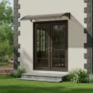 Műanyag előtető, MultiGarden AW-017C-2, 120 x 100 cm, fekete tartóelem, polikarbonát tetőpanel, műanyag tartóelemek, egymás mellé illeszthető, szerelőkészlettel