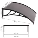 Műanyag előtető, MultiGarden AW-017A-2, 100 x 80 cm, fekete tartóelem, polikarbonát tetőpanel, műanyag tartóelemek, egymás mellé illeszthető, szerelőkészlettel
