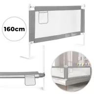   Leesésgátló ágykorlát, ECOTOYS SG-030D-GY, szürke/fehér, 157 x 64-95 cm, acél váz, légáteresztő háló, biztonsági zár, leengedhető, zsebes tároló, állítható magasság