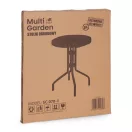 Kerti asztal, MultiGarden SC-070-1, fekete, kerek, átmérő: 60 cm, magasság: 71,5 cm, edzett üveglap, porszórt acél váz, teherbírás: 60 kg