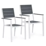   Kerti szék, MultiGarden YC-051KD-4-5, fehér/sötétszürke, 54,5 x 52 x 89 cm, acél keret, HDPE ülő- és háttámla, 150 kg teherbírás, 2 db-os szett