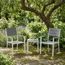 Kerti szék, MultiGarden YC-051KD-4-5, fehér/sötétszürke, 54,5 x 52 x 89 cm, acél keret, HDPE ülő- és háttámla, 150 kg teherbírás, 2 db-os szett