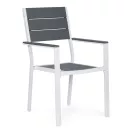 Kerti szék, MultiGarden YC-051KD-4-5, fehér/sötétszürke, 54,5 x 52 x 89 cm, acél keret, HDPE ülő- és háttámla, 150 kg teherbírás, 2 db-os szett