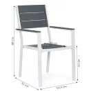 Kerti szék, MultiGarden YC-051KD-4-5, fehér/sötétszürke, 54,5 x 52 x 89 cm, acél keret, HDPE ülő- és háttámla, 150 kg teherbírás, 2 db-os szett